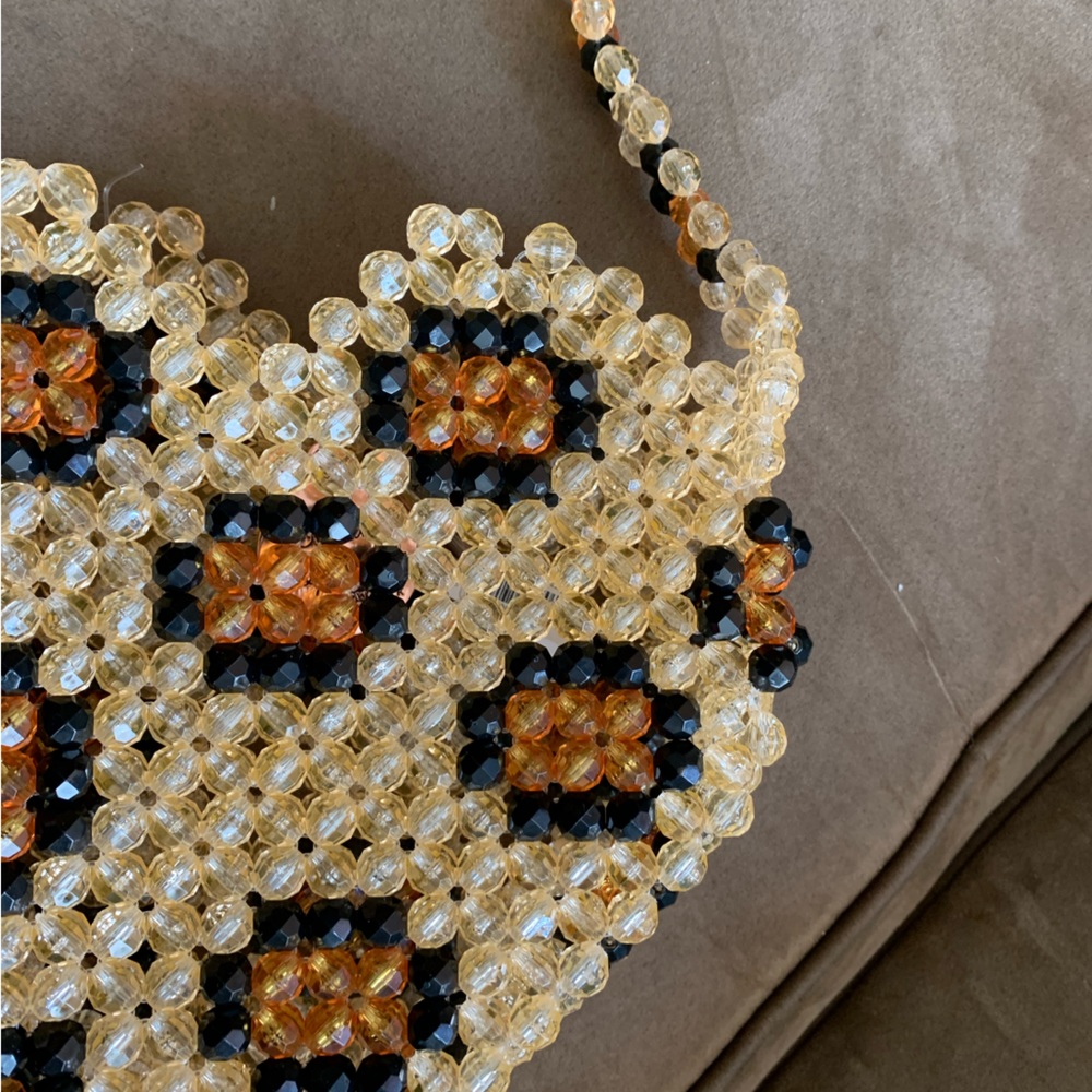 Susan Alexandra Leopard Heart Beaded Crossbody Shoulder Bag Purse - Picture 7 of 15